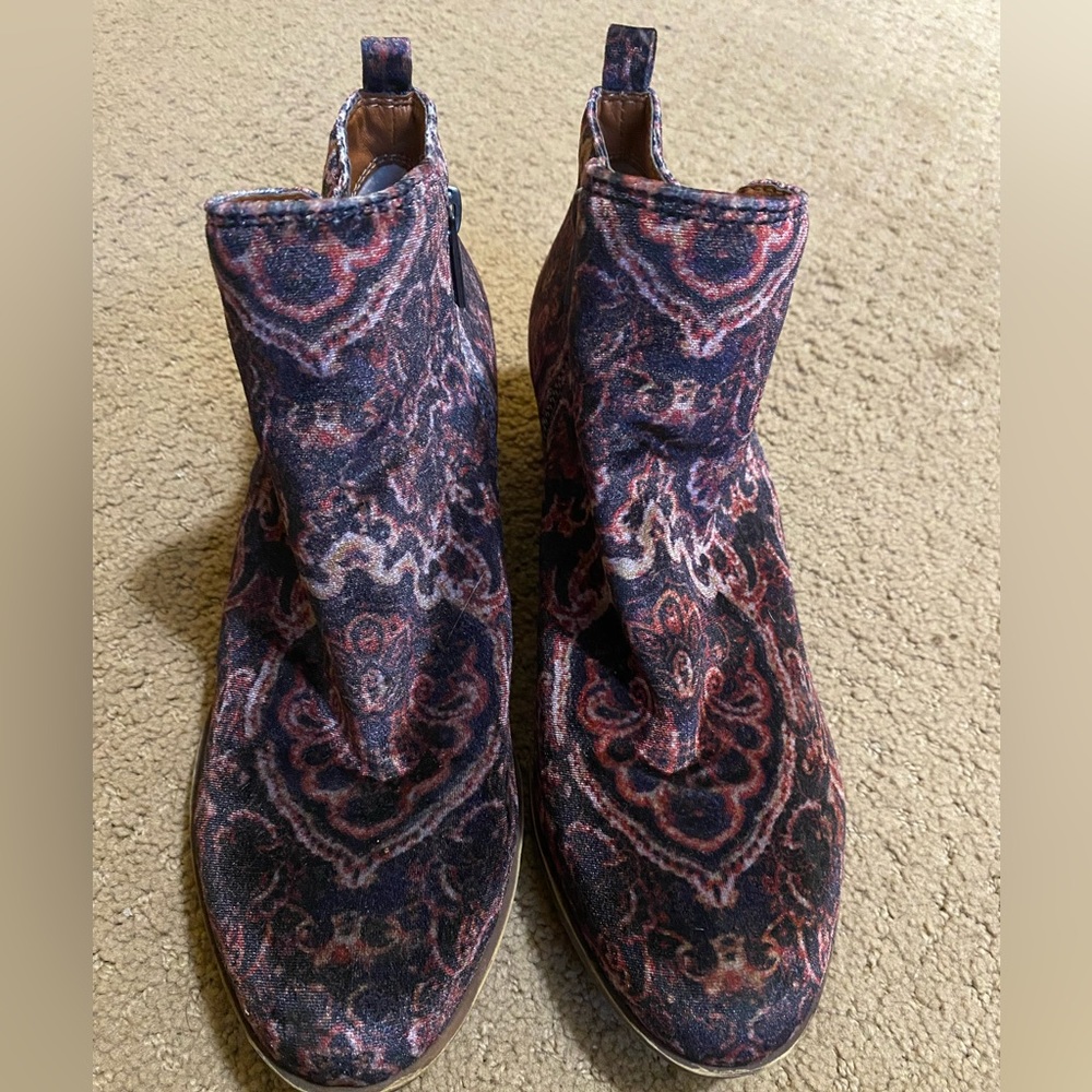Lucky Brand Velvet Paisley Boots